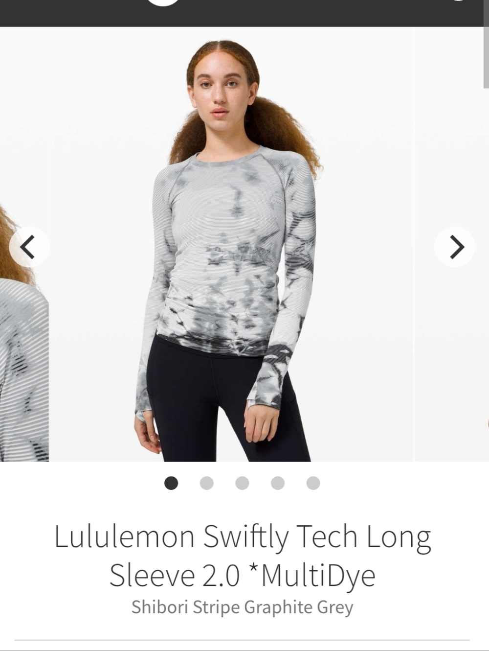 lululemon athletica Swiftly Tech Long Sleeve Tie-Dye Top - Graphite Grey & White